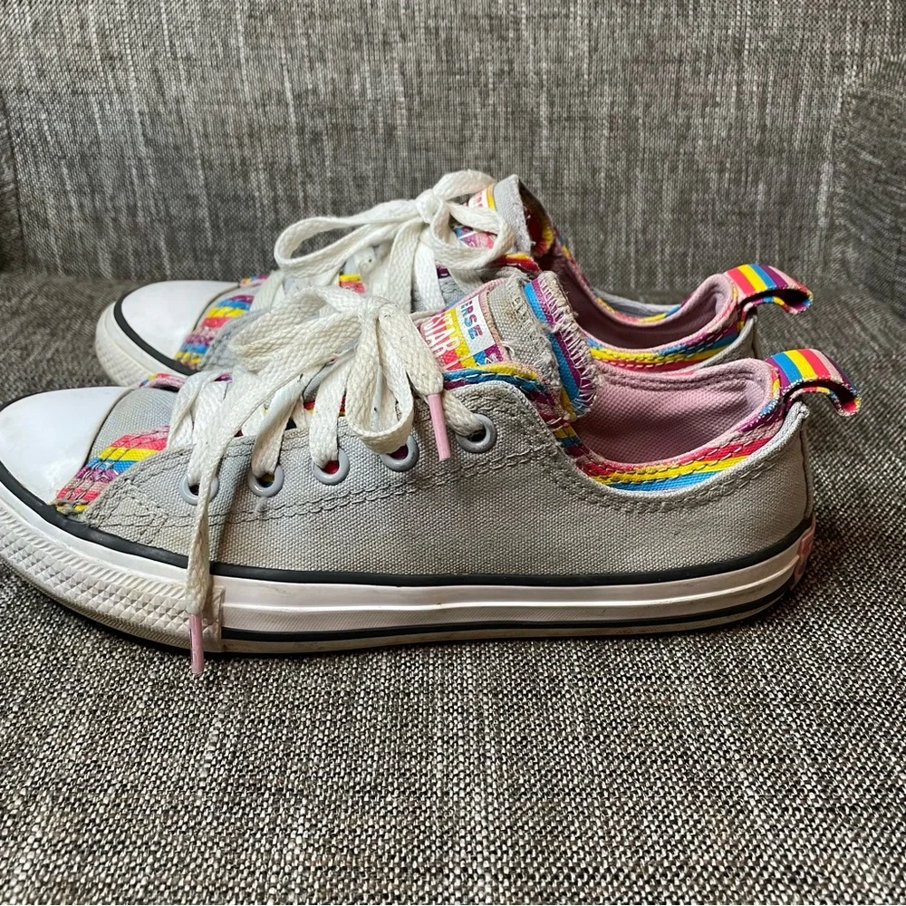 Converse All Star CTAS 669818F Wolf Gray Rainbow‎ Stripe Sneaker Youth Size 3